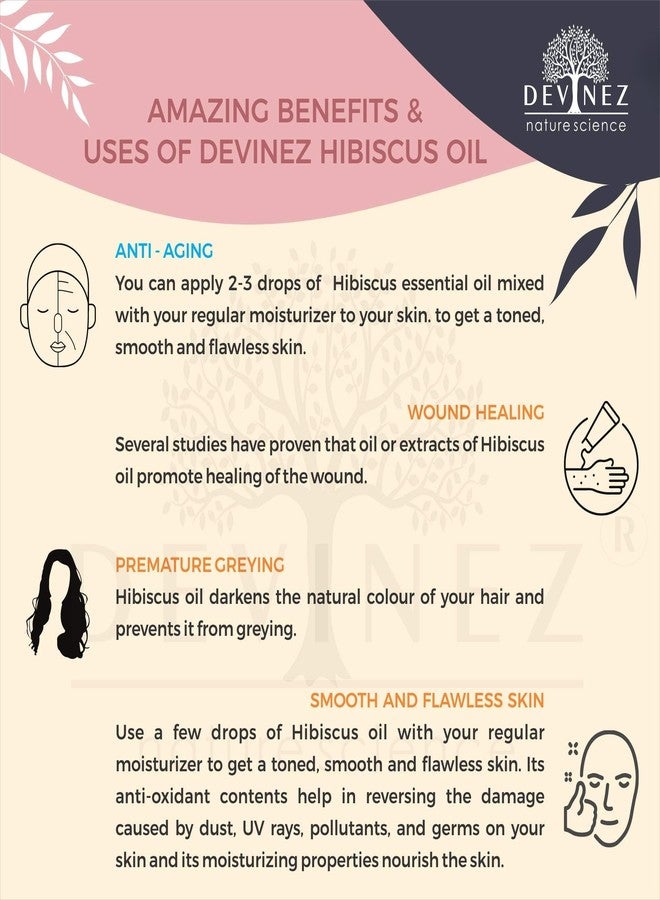 Devinez Hibiscus Essential Oil (Gudhal Ka Tail) 100ml - 100% Pure & Natural in Anodized Aluminum Bottle for Hair Conditioning, Skin Radiance, DIY Face Masks & Aromatherapy - Sweet Exotic Floral Aroma - Image 5