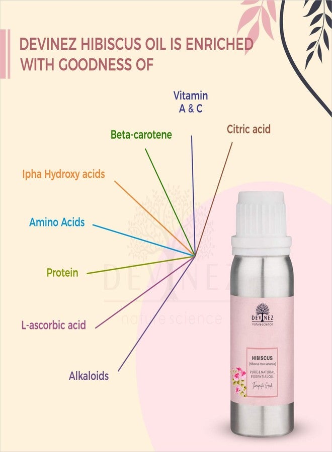 Devinez Hibiscus Essential Oil (Gudhal Ka Tail) 100ml - 100% Pure & Natural in Anodized Aluminum Bottle for Hair Conditioning, Skin Radiance, DIY Face Masks & Aromatherapy - Sweet Exotic Floral Aroma - Image 3