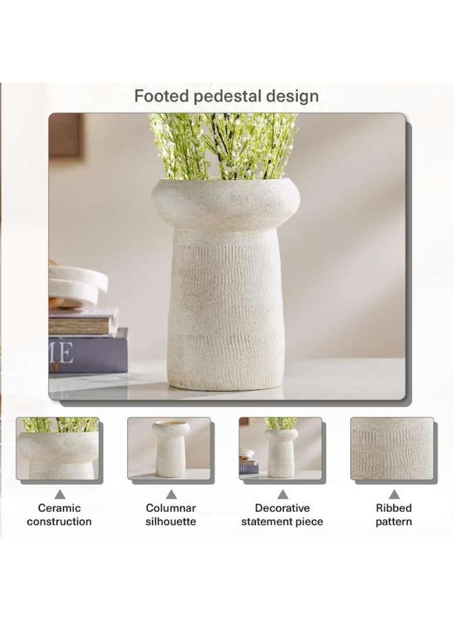 Pan Home Ceramic Footed Vase - Beige - Image 5