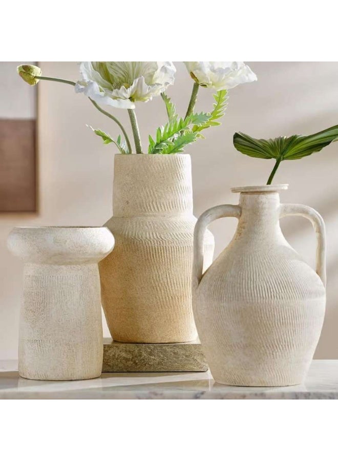 Pan Home Ceramic Footed Vase - Beige - Image 3