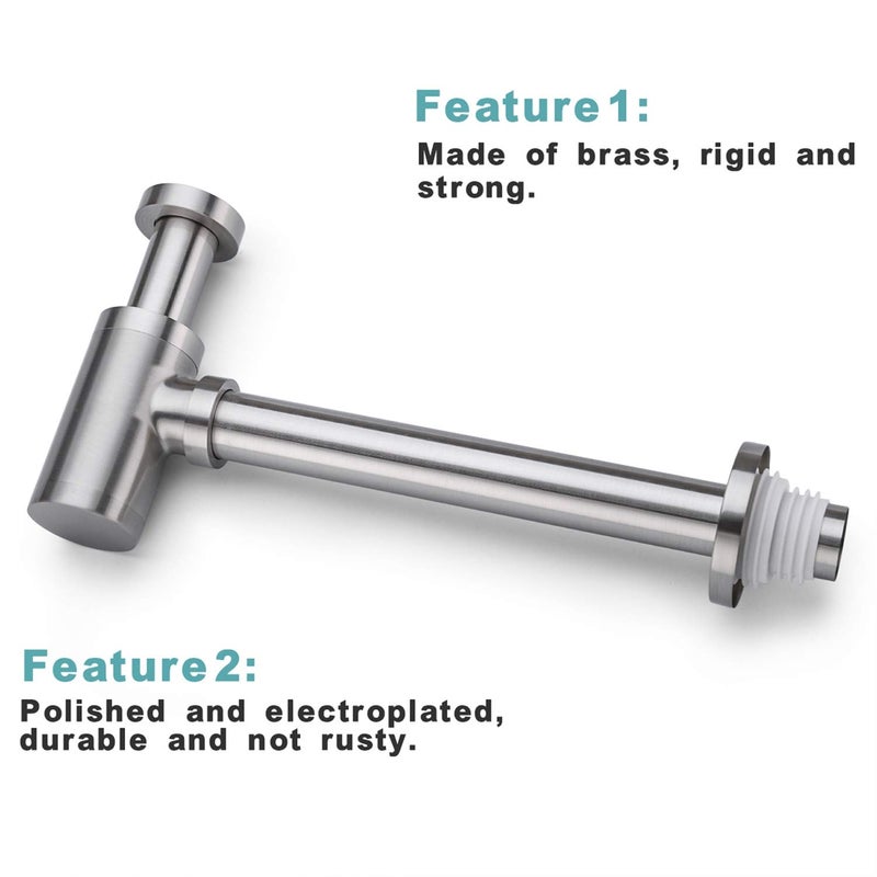 BESTILL Bottle P Trap Drain Kit for Bathroom Basin Sink, Brushed Nickel - Image 4