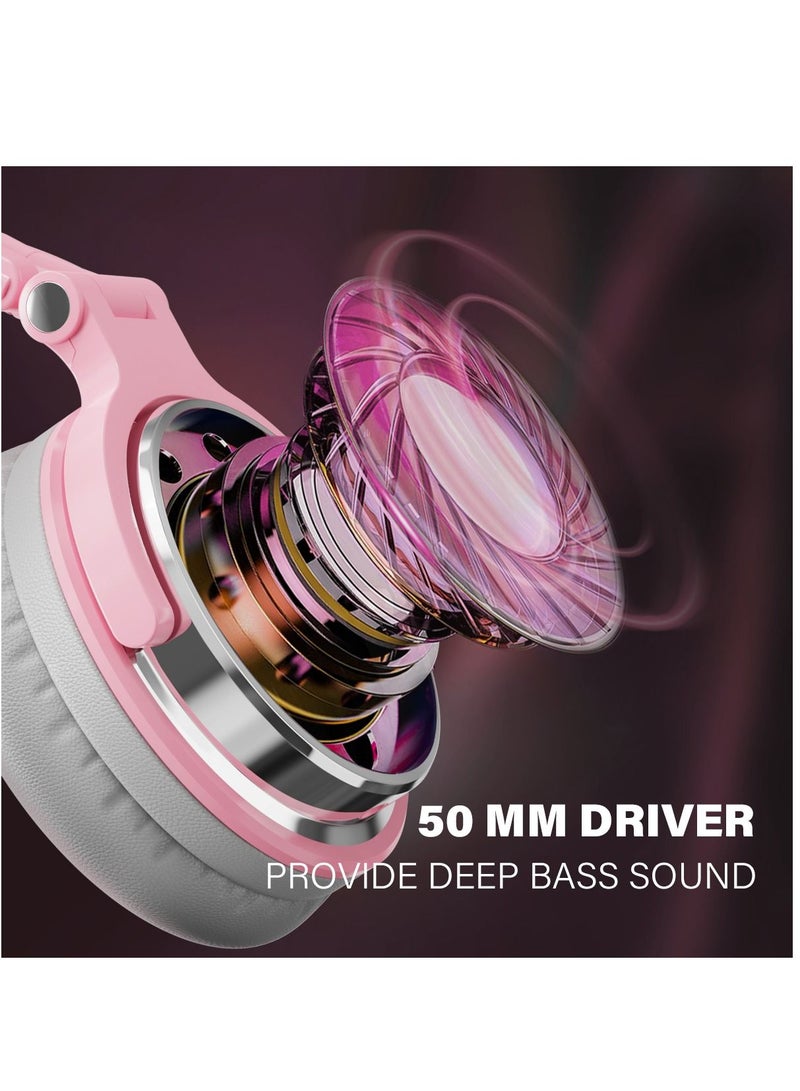 ون أوديو سماعة رأس برو 10 السلكية فوق الأذن مع ميكروفون رمادي وردي - Image 3