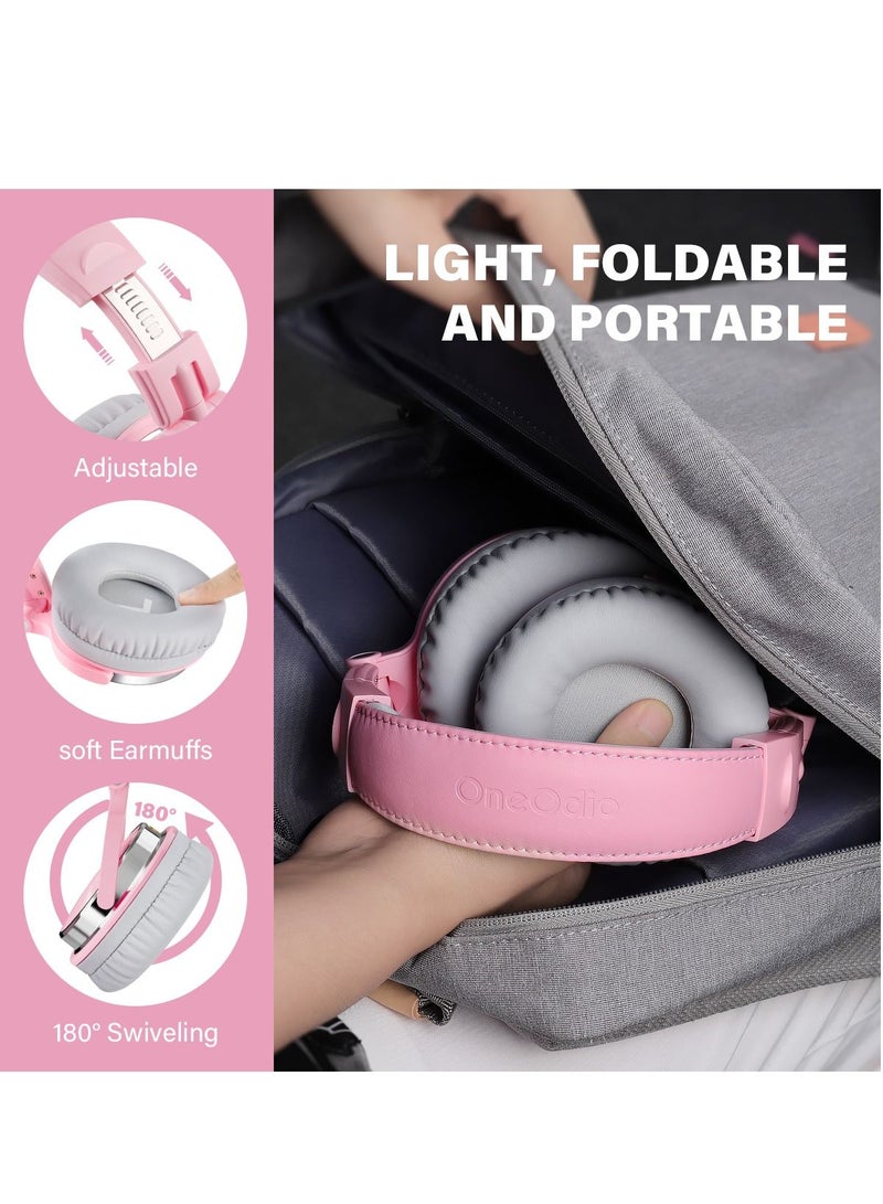 ون أوديو سماعة رأس برو 10 السلكية فوق الأذن مع ميكروفون رمادي وردي - Image 5