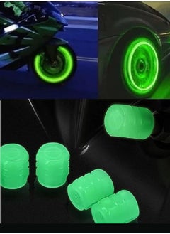 Executive LLC Auto Dust Tyre Valve Caps Fluorescent Valve Caps Tyre Decoration Car Motorcycle Bicycle Wheel Hub Glowing Valve Covers (Pack of 4 Pcs) Green  - Image 3