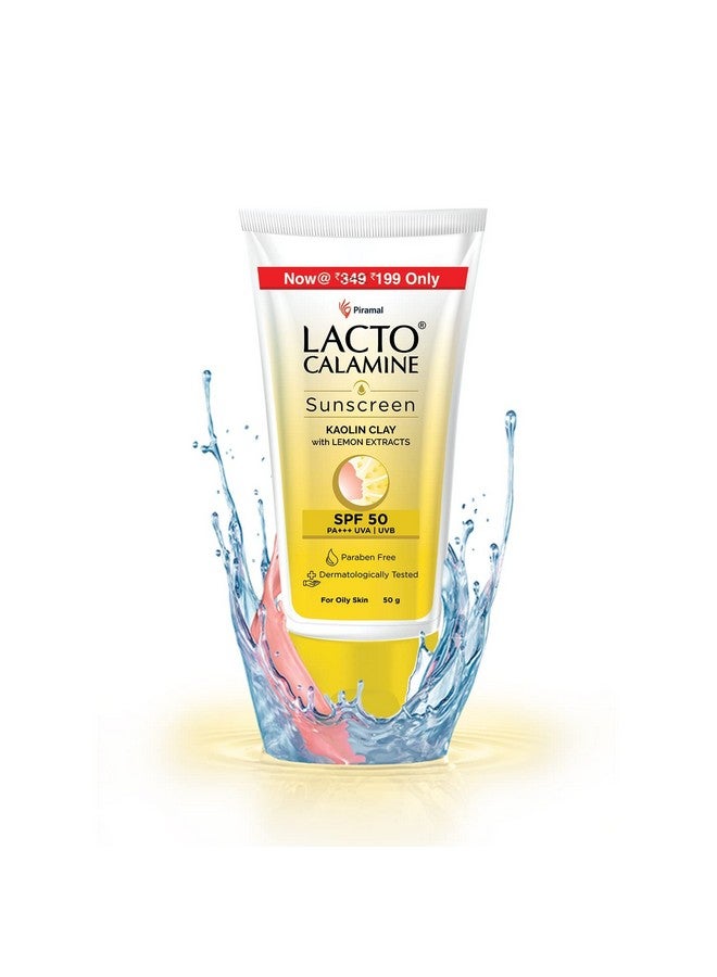Lacto Calamine Sunshield Matte Look Sunscreen Spf50 Pa+++ For Oily Or Acne Prone Skin Very Water Resistant Paraben & Sulphate Free 50G  - Image 1