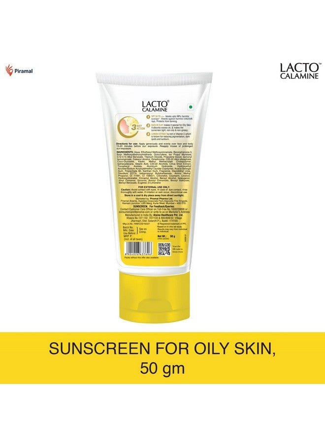 Lacto Calamine Sunshield Matte Look Sunscreen Spf50 Pa+++ For Oily Or Acne Prone Skin Very Water Resistant Paraben & Sulphate Free 50G  - Image 3