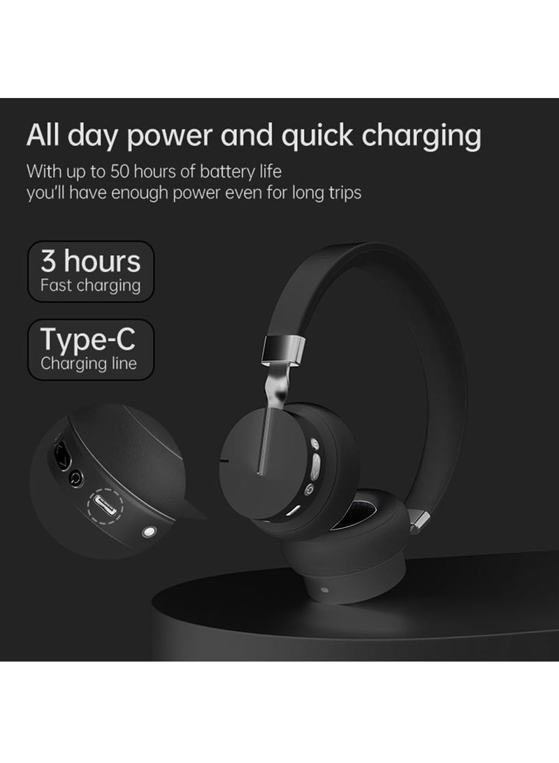 fingertime P3 Wireless Bluetooth Headphones with ENC and ANC Noise Cancellation,Hifi Stereo Earphones with Mic Support FM/TF/Aux - Image 2