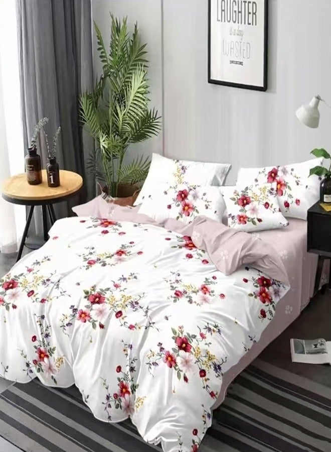 طقم سرير كينغ سايز 220x240 سم - 6 قطع، قماش ميكروفايبر - 1 غطاء لحاف، 1 ملاءة سرير مشدودة، 4 أغطية وسائد، قابلة للتنفس ومريحة وناعمة (الحشو غير مشمول)