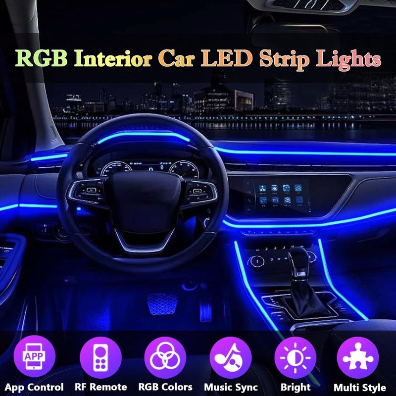 DEHERANE Interior Car LED Strip Lights, RGB 6 in 1 Ambient Lighting Kits with 315 inches Fiber Optic, 16 Million Colors Car Interior Lights with Wireless APP and Remote Control, Sync to Music - Image 2