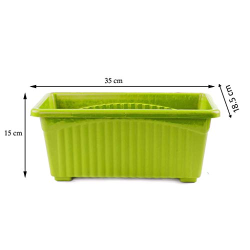 Go Hooked Rectangular Plastic Pots for Plants, Jupiter Flower Pots for Home, Window Display, Garden (Set of 5, Blue) (35 x 18.5 x 15 cm) - Image 4