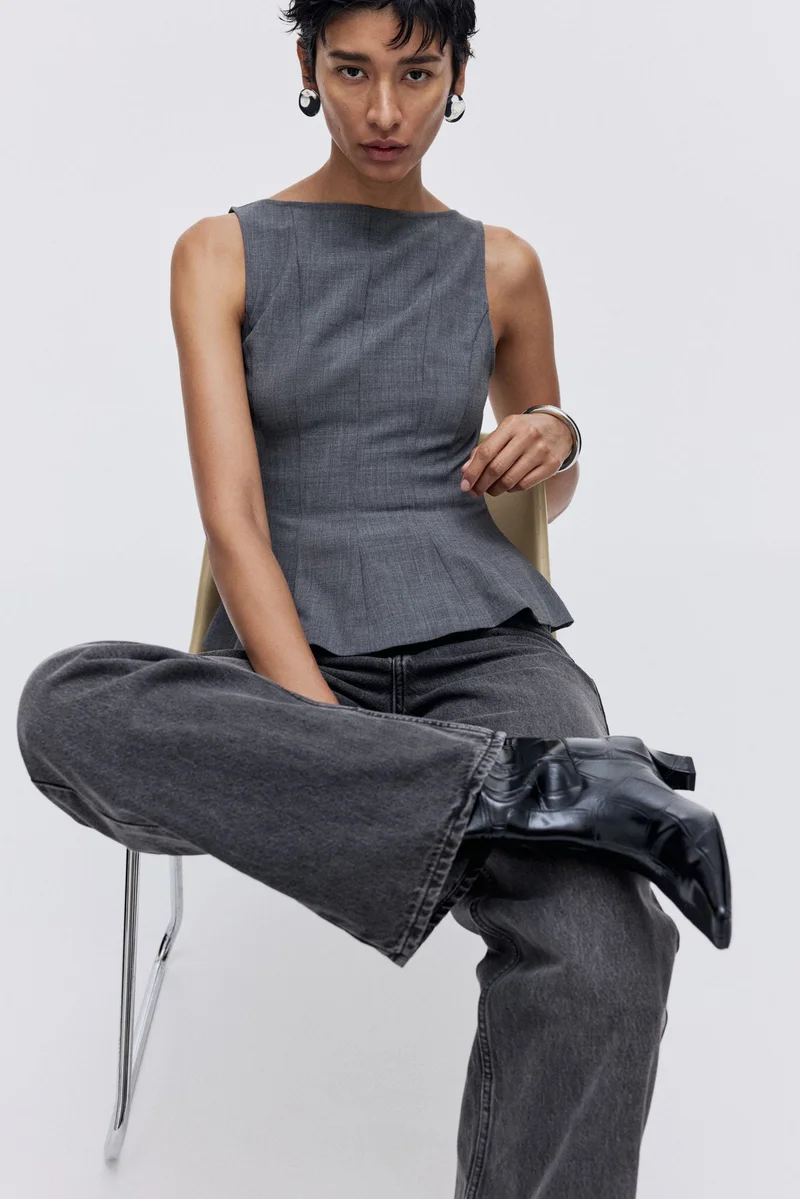 اتش اند ام بلوزة بحافة بيبلام