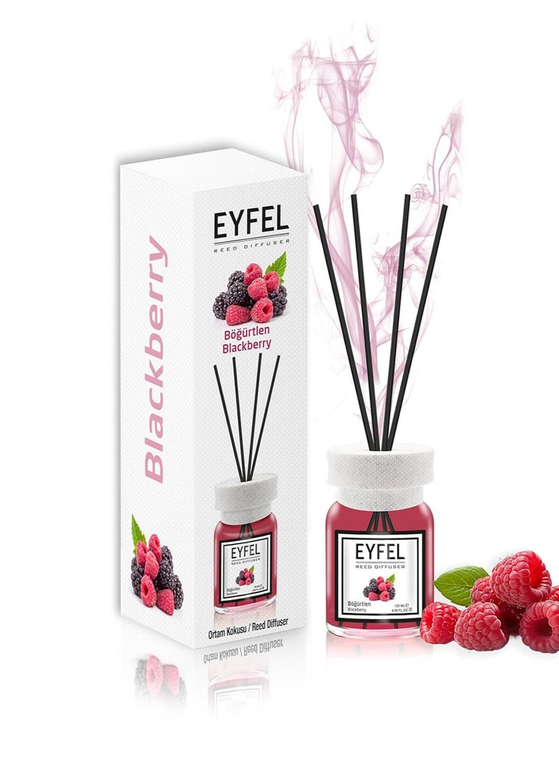 آيفيل معطر جو فاخر بالأعواد (التوت الأسود) 120 مل | عطر منزلي غني بالفواكه | معطر جو من إيفل يدوم طويلاً مع 4 أعواد من الخيزران للمنزل والمكتب - Image 3