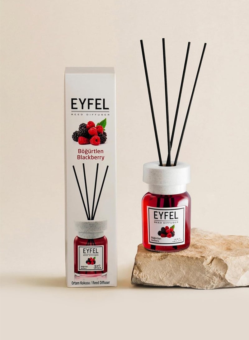 آيفيل معطر جو فاخر بالأعواد (التوت الأسود) 120 مل | عطر منزلي غني بالفواكه | معطر جو من إيفل يدوم طويلاً مع 4 أعواد من الخيزران للمنزل والمكتب - Image 4