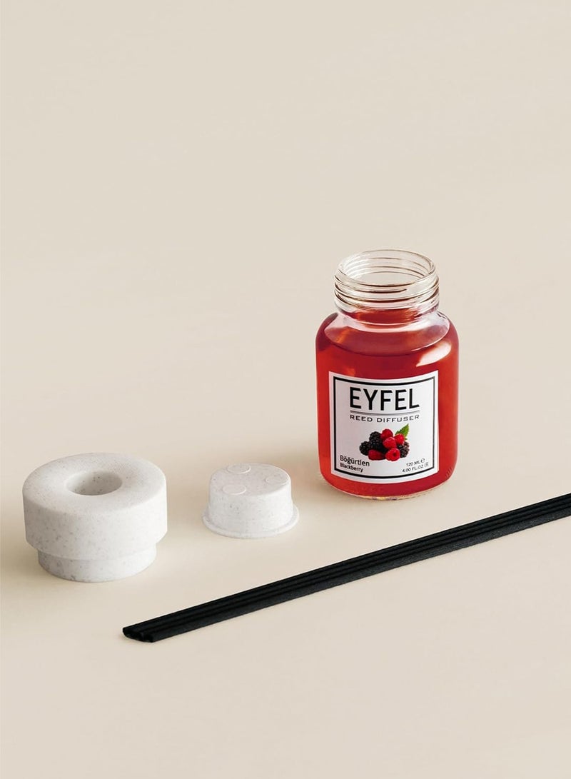 آيفيل معطر جو فاخر بالأعواد (التوت الأسود) 120 مل | عطر منزلي غني بالفواكه | معطر جو من إيفل يدوم طويلاً مع 4 أعواد من الخيزران للمنزل والمكتب - Image 5