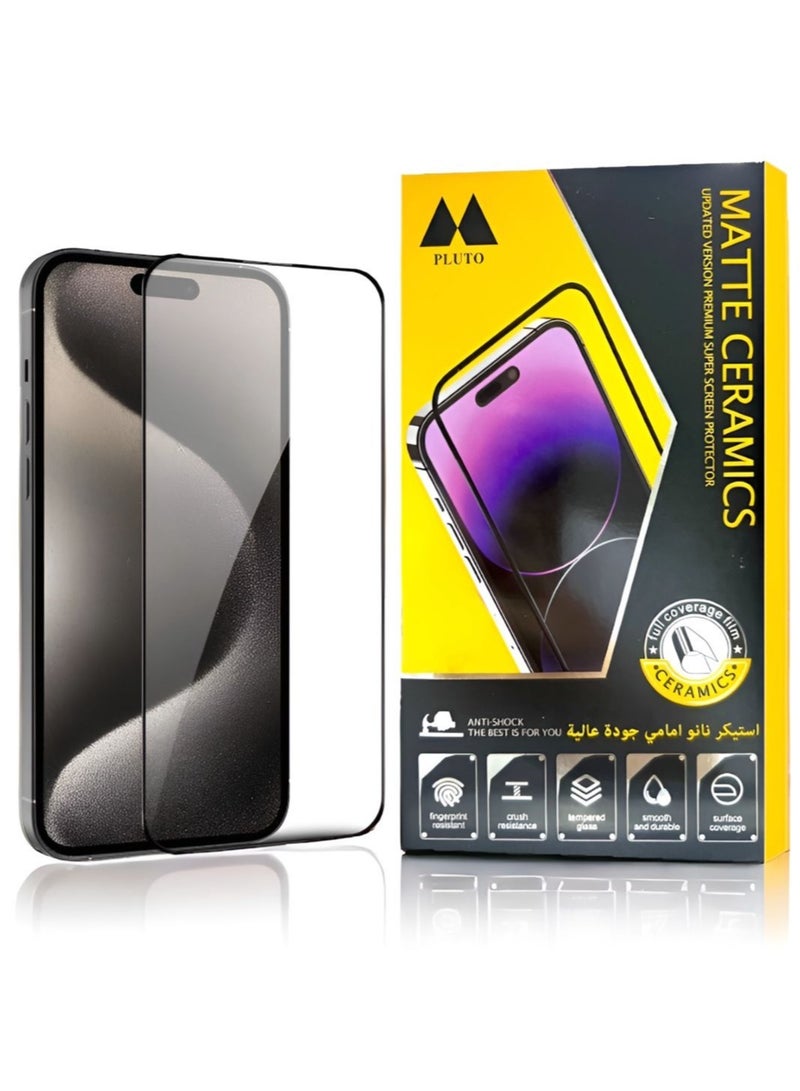 Pluto Matte screen protector for iPhone 12, against fingerprints, anti-breakage and anti-scratch, with high clarity from Pluto, maximum protection for the screen from scratches and breakage. - Image 1