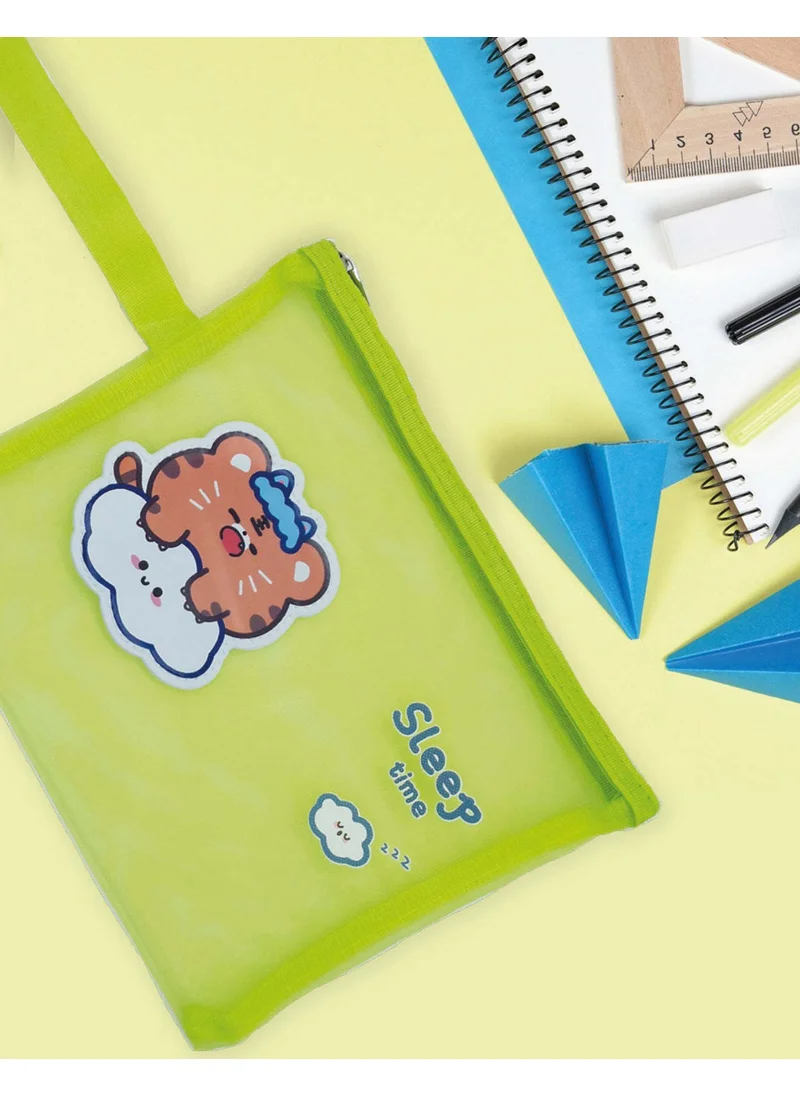 Kağıt Gemi Dükkan Paper Ship Shop Green Sleepy Cat Transparent Bag