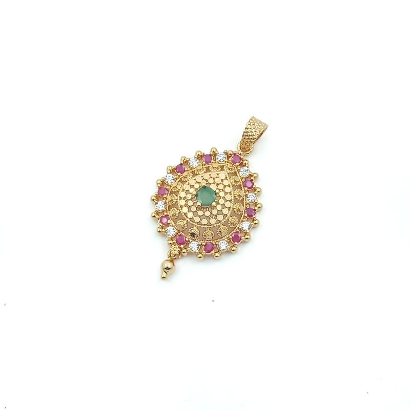 Traditional Gold-Plated Pendant with Multi Stones for Women and Girls