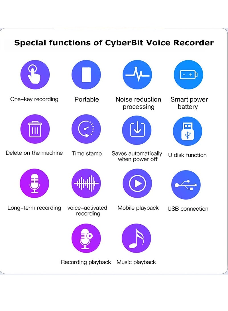 Professional Mini Voice Activated Recorder Mini Audio Recorder with 16GB Super Audio DSP Processor - Intelligent Digital Voice Recorder for Lectures - Mini Voice Recorder - Small Recording Device