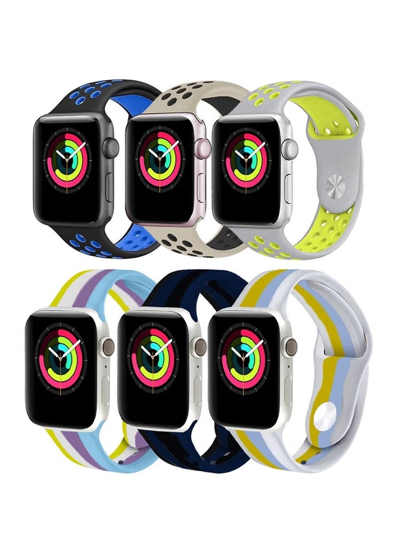 Generic - Apple Watch 41mm 40mm 38mm Silicone Sport Band 6-Pack Nike Design and Rainbow Collection 6 - Image 1