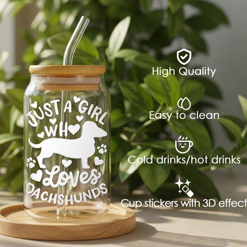 INCOK Dachshund Gifts Set for Women, 6 Pcs Funny Dachshund Presents with 16OZ Glass Cup Scented Candles Makeup Bag Sock Keychain and Necklace, Pet Dog Lovers Gift for New Puppy Owners - Image 4