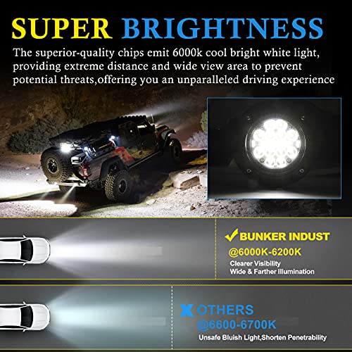BUNKER INDUST Flush Mount LED Light Pods 5 Inch LED Work Light Bar Pair 48W Driving Bumper Lights Flood Spot Combo Off Road Fog Lights Waterproof for Tractor Truck ATV UTV Golf Cart - Image 3