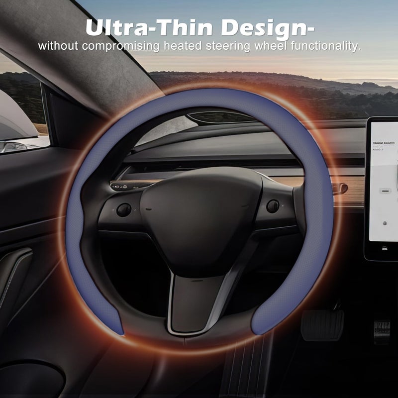 Frani Nappa Leather Steering Wheel Cover,Universal Fit 15 Inch-Premium Non-Slip Breathable Comfort Grip for Cars Trucks SUVs,Anti-Slip Durable Interior Upgrade Light Purple - Image 5