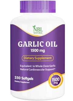 NBL Natural Garlic Oil 1500mg, High Potency, 250 Softgels  - Image 1