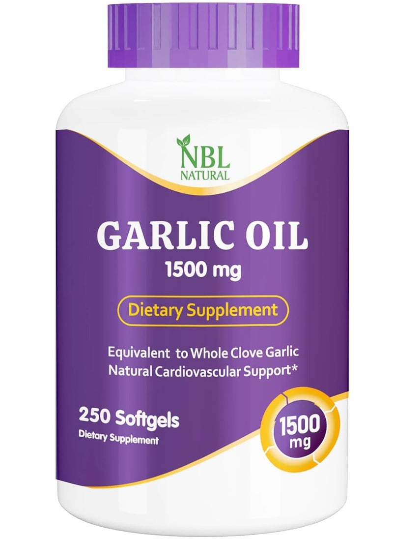 NBL Natural Garlic Oil 1500mg, High Potency, 250 Softgels  - Image 1