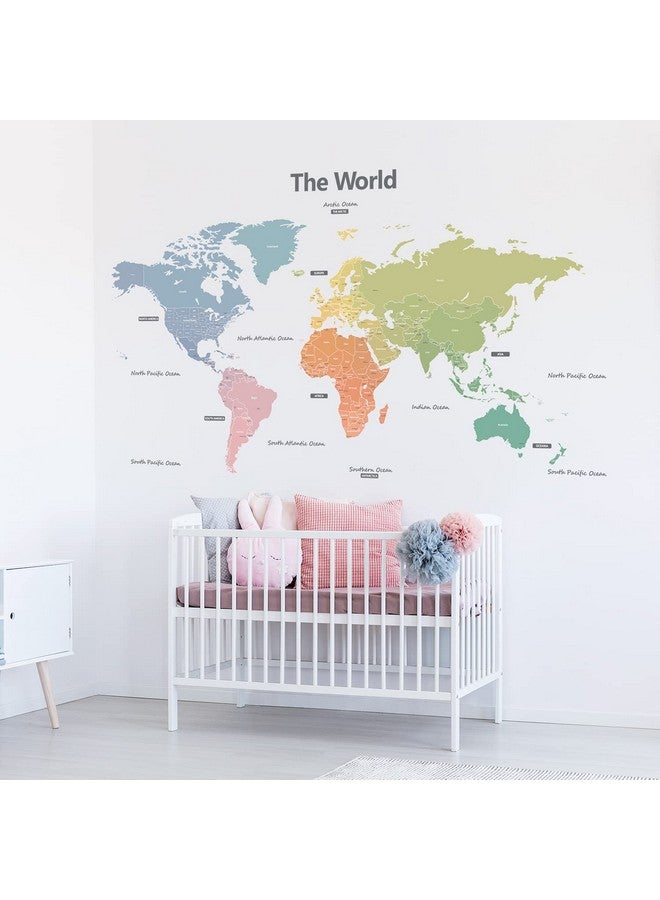 Decowall Dlt1809 Modern Pastel Tones World Map Kids Wall Stickers Wall Decals Peel And Stick Removable Wall Stickers For Kids Nursery Bedroom Living Room (Xlarge) D?Cor - Image 5