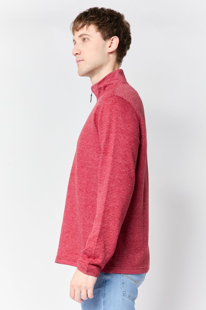 Chaps Men High Neck Heather Long Sleeve Sweatshirt, Mahogany - Image 3