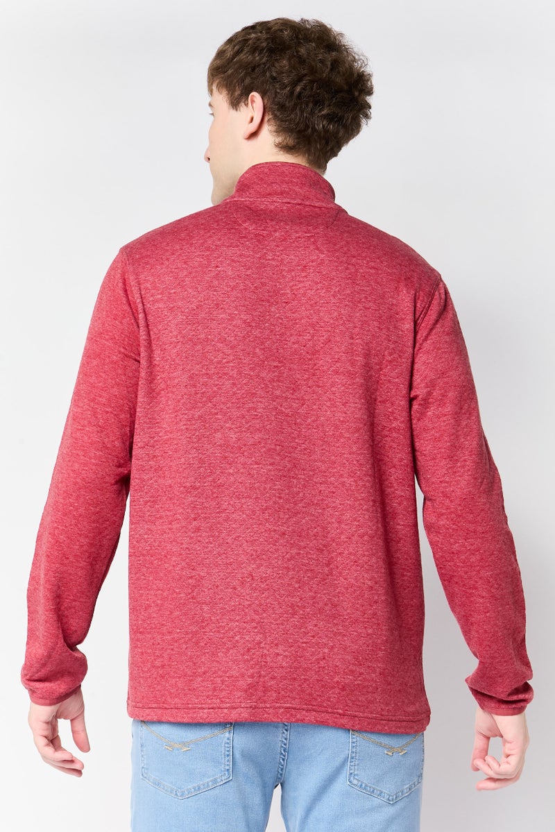 Chaps Men High Neck Heather Long Sleeve Sweatshirt, Mahogany - Image 4