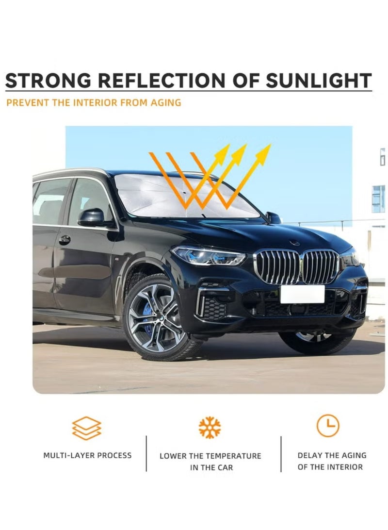 Foldable Car Front Windshield Sunshade Umbrella, 55x31 Inches - UV & Heat Protection - Image 5