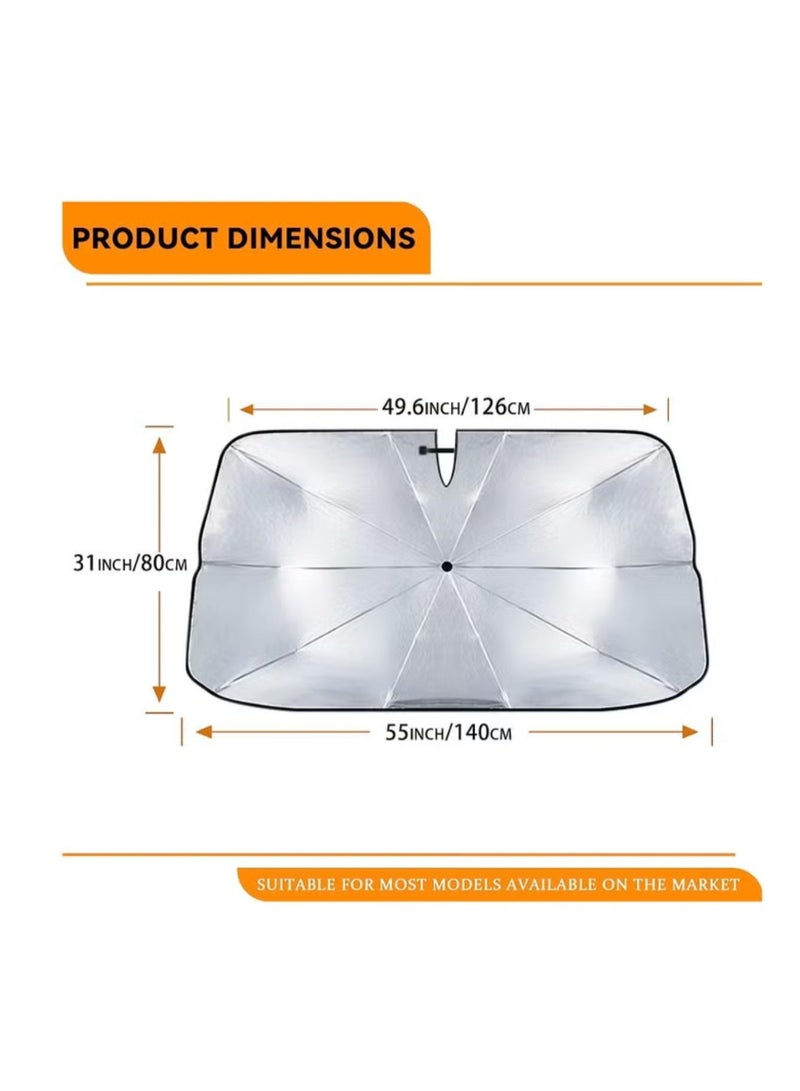 Foldable Car Front Windshield Sunshade Umbrella, 55x31 Inches - UV & Heat Protection - Image 3