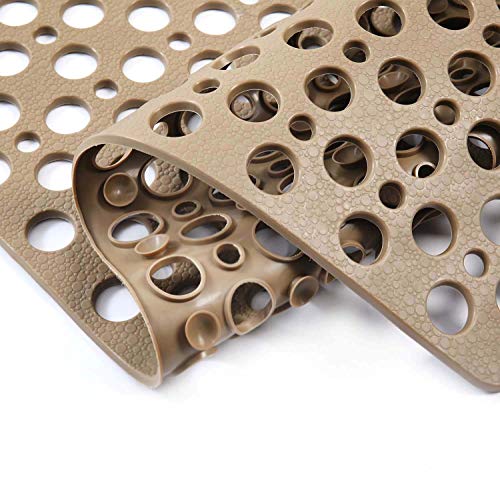 Mantto Nonslip Bathtub Mat Extra Soft TPE Bath Mat for Kids Machine Washable Bathroom Shower Mat SmoothNonTextured Tubs Only 30 L x 17 W Inch Brown 