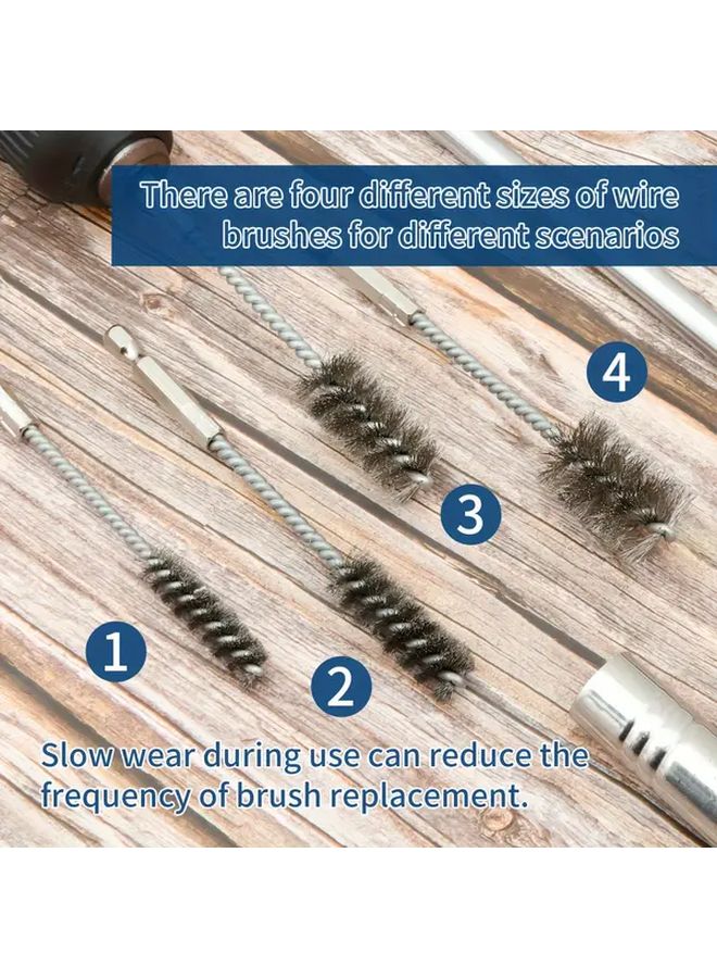 8pcs Wire Brush Set Hex Shank Rust Removal Bore Brushes 3 8 1 2 3 4 7 8 Inch Drill - Image 5