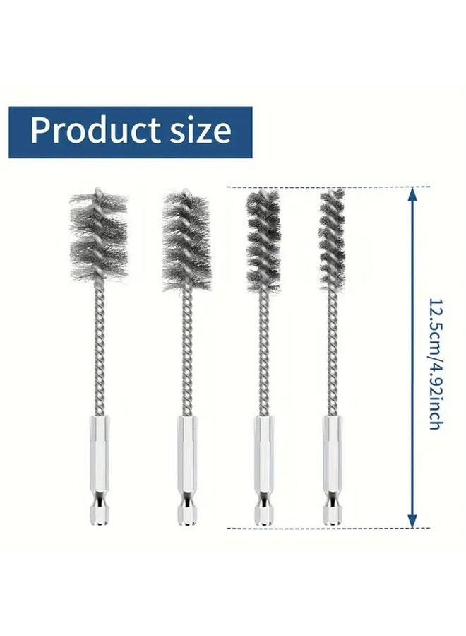 8pcs Wire Brush Set Hex Shank Rust Removal Bore Brushes 3 8 1 2 3 4 7 8 Inch Drill - Image 3