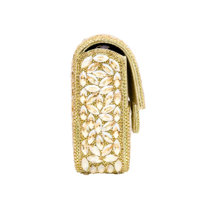Dollar's Crystal Evening Clutch Bag for Women, Satin Rhinestone Purse with Detachable Chain Strap, Bridal Wedding Party Handbag, Sparkling Formal Bag - Image 3