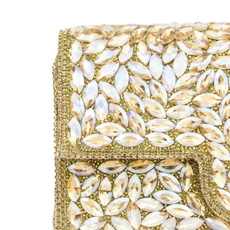 Dollar's Crystal Evening Clutch Bag for Women, Satin Rhinestone Purse with Detachable Chain Strap, Bridal Wedding Party Handbag, Sparkling Formal Bag - Image 2