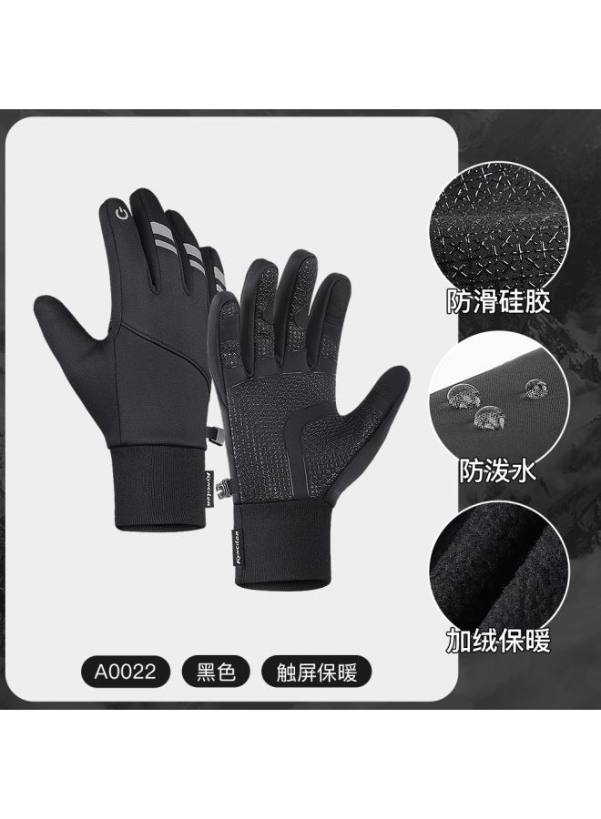 Sports Outdoor Winter Polar Fleece Touch Screen Cycling Warm Ski Pu Leather Gloves Cycling Autumn And Winter For Men And Women
