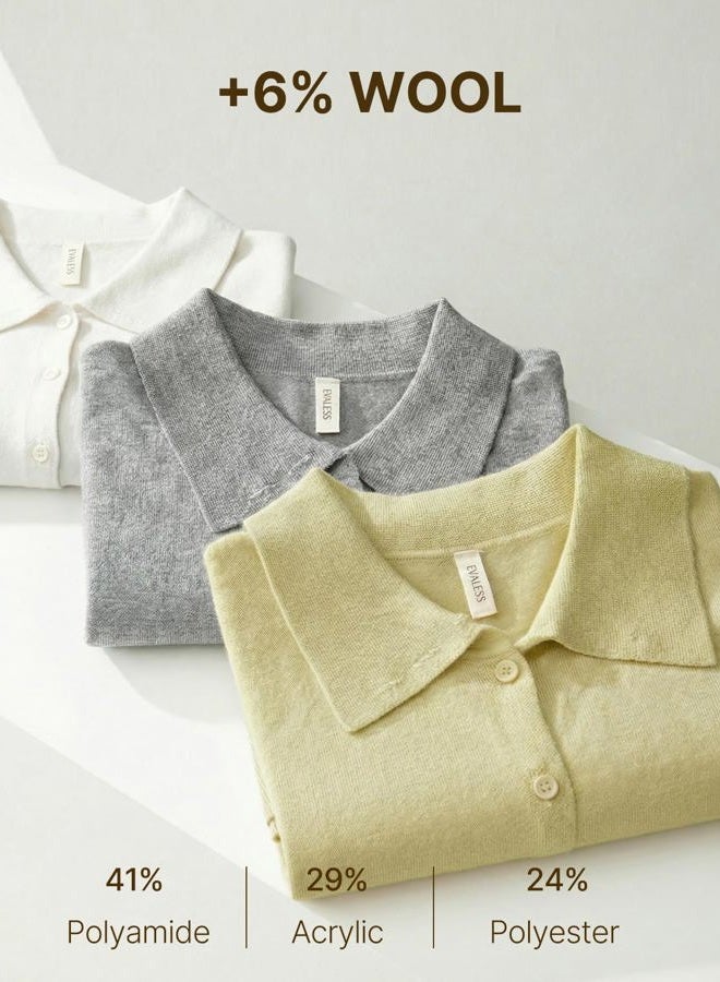 EVALESS Cardigan Sweaters for Women Wool Blend Lightweight Trendy Long Sleeve Lapel Collar Button Down Sweater Cardigans, Windy Green, S - Image 4