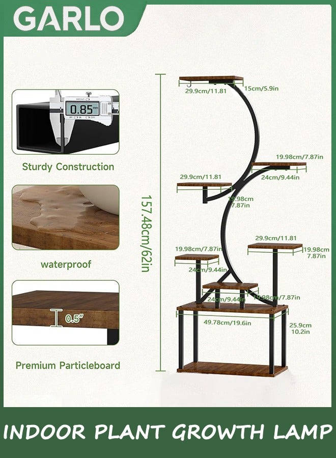 Garlo Plant Stand Indoor with Grow Lights, 8 Tiered Indoor Plant Shelf, 62" Tall Plant Stand for Indoor Plants Multiple, Metal Plant Flower Holder, S-Shaped Plant Rack for Home,Patio - Image 2