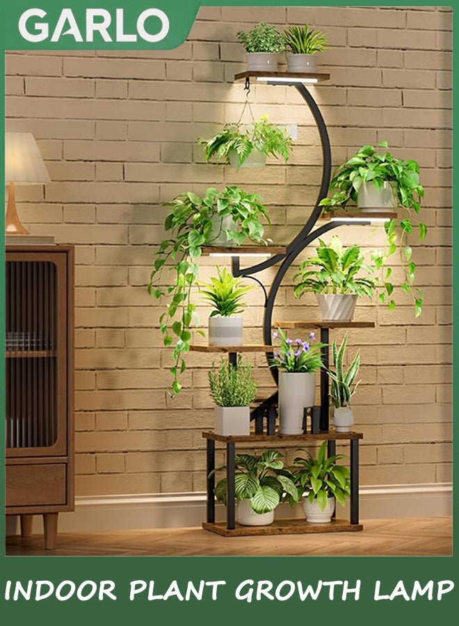 Garlo Plant Stand Indoor with Grow Lights, 8 Tiered Indoor Plant Shelf, 62" Tall Plant Stand for Indoor Plants Multiple, Metal Plant Flower Holder, S-Shaped Plant Rack for Home,Patio - Image 3