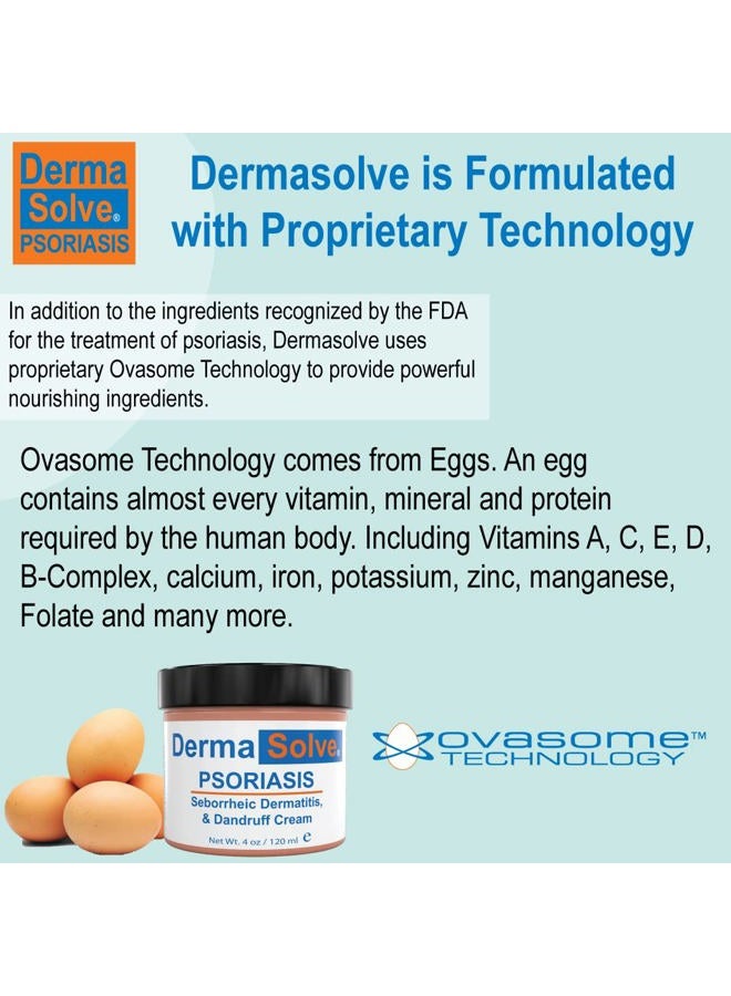 Dermasolve Psoriasis & Seborrheic Dermatitis Treatment Cream - Provides Intense Relief for Itchy, Flakey Skin and Advanced Moisturizing Prevents Future Flare-Ups 4.0 oz - Image 2