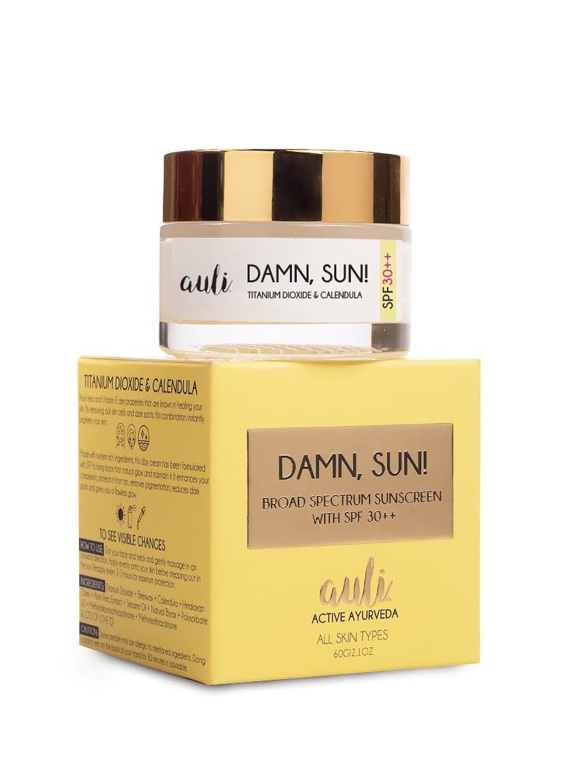 Auli Sunscreen SPF30 For All Skin Types Damn Sun 60GM