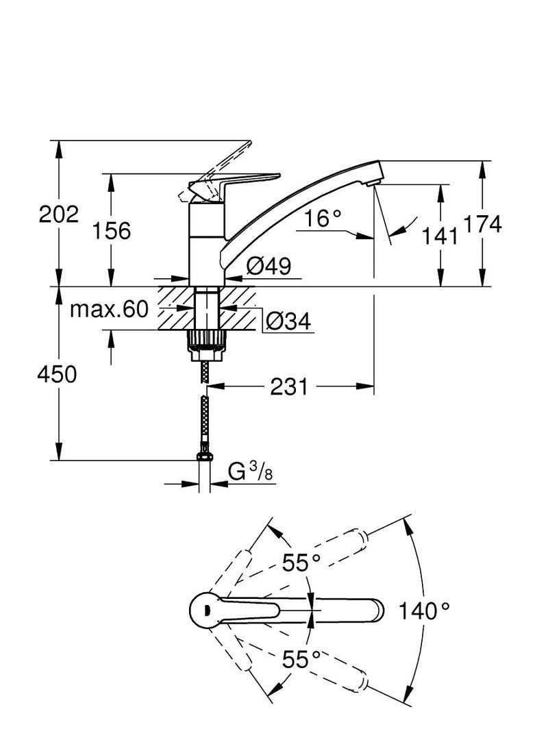 Grohe - BAUECO SINGLE-LEVER SINK MIXER 1/2″ - Image 1
