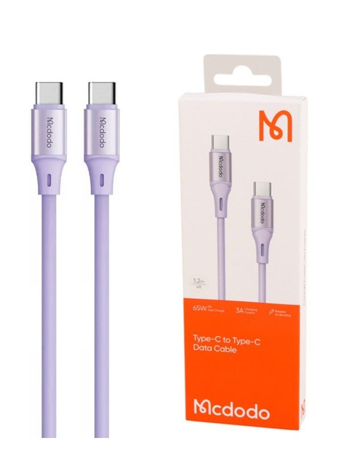 مكدودو كابل شحن سريع CA-221 من النوع C إلى النوع C - تيار PD 3A بقوة 65 وات - يدعم نقل البيانات عبر USB 2.0 - تصميم متين ومقاوم للانحناء للاستخدام اليومي المستقر والآمن - Image 2