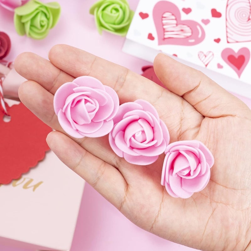 Tongcloud 100pcs Mini Artificial Rose Artificial Fake Rose Head Mini Foam Artificial Rose Head for DIY Crafts Wedding Party Valentine's Day Bouquets Festival Home Decoration(Pink, 3.5cm/1.38inches) - Image 4