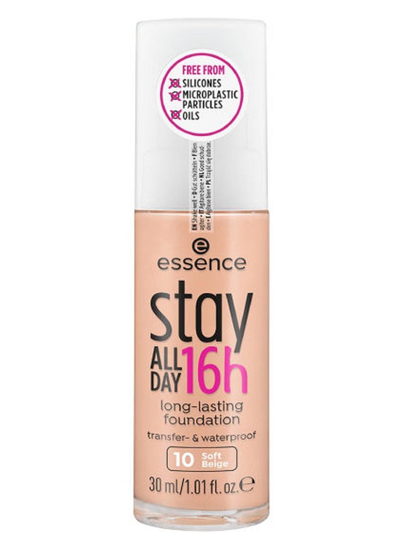 Essence Stay All Day 16 Hour Longlasting Make-Up 10 Soft Beige - Image 1