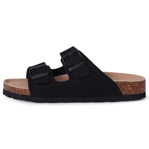 ODOLY Unisex Cork Footbed Slide Sandal, Arch Support Summer Outdoor Sandals with Adjustable Buckle for Women and Men, Black 37 (6.5-7 Women/5-5.5 Men) - Image 3