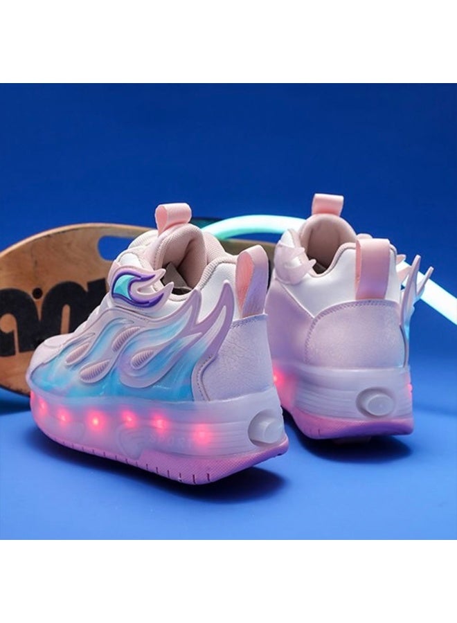 VTERLY Kids Roller Skate Shoes, Front and Back Double Wheels with LED Flash Light Lightning Sole Sneaker Skate Heelys Shoes for Girls & Boys - Image 4